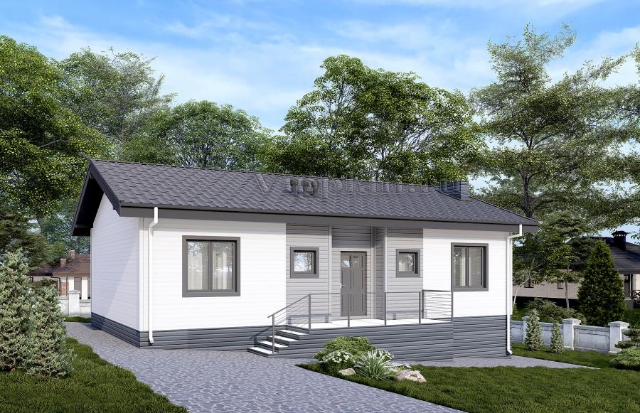 Одноэтажный дом с подвалом и тремя спальнями