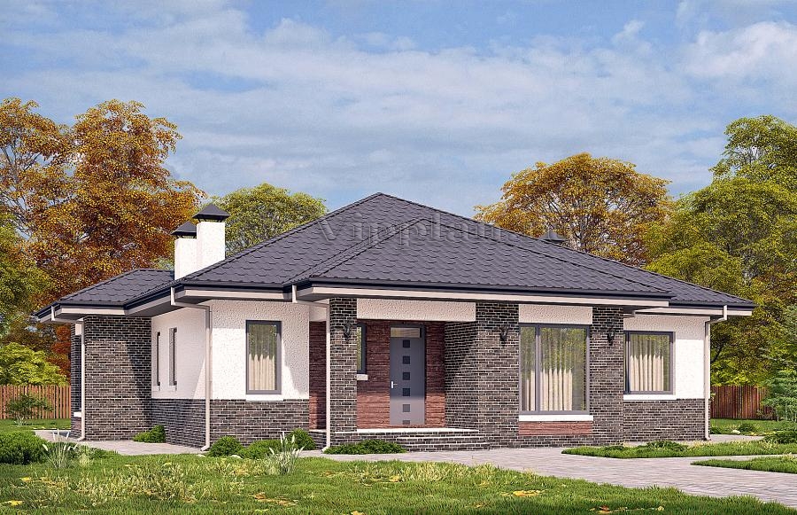 Одноэтажный дом с просторной гостиной и тремя спальнями